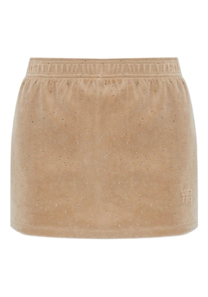 Alexander Wang rhinestone-embellished embossed-logo mini skirt - Neutrals