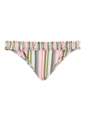 Faithfull the Brand Tavira ruffled striped bikini bottom - Pink