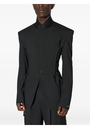 Mugler lace-up padded-shoulder jacket - Black