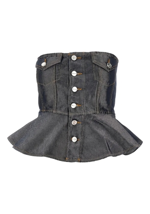 GANNI button denim top - Grey