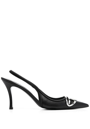 Diesel D-Venus 80mm leather slingback pumps - Black