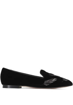Arteana velvet feather loafers - Black
