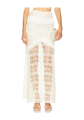 PatBO Samba Fringe Long Skirt in Ivory. Size 2. Also in 6.