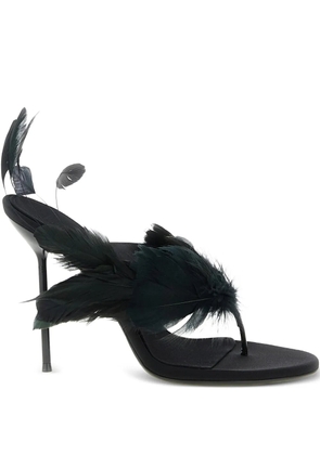 Paris Texas Lidia Feather Thong silk mules - Black