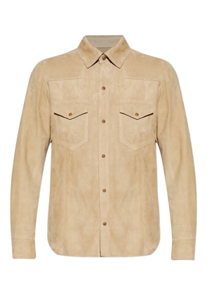Eleventy flap-pocket suede shirt - Neutrals