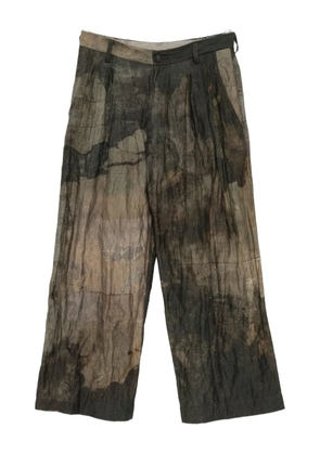 Ziggy Chen printed wide-leg trousers - Brown