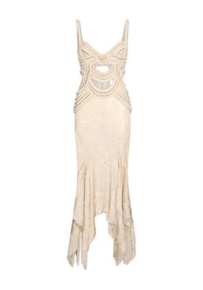 Roberto Cavalli rope-embellished dress - Neutrals