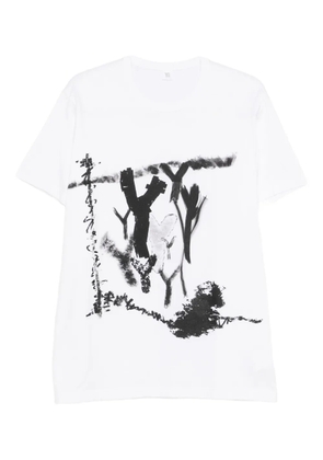 Y's cotton print T-shirt - White