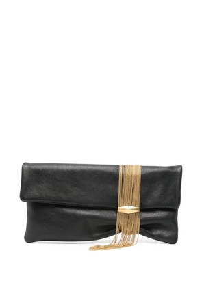 Jimmy Choo Zandra chain-embellished leather clutch - Black
