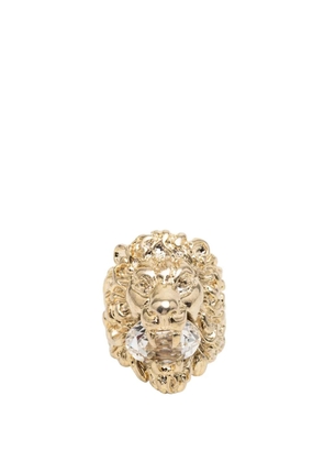 Gucci Pre-Owned 20th Century Gold Plated Crystal Lion Head Ring costume ring