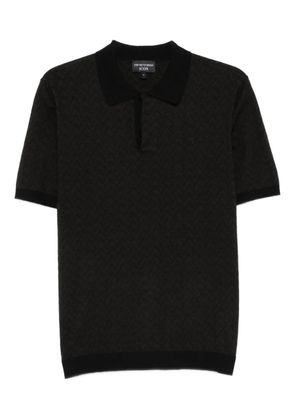 Emporio Armani geometric-pattern polo shirt - Black
