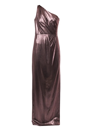 Marchesa Notte metallized one-shoulder dress - Pink