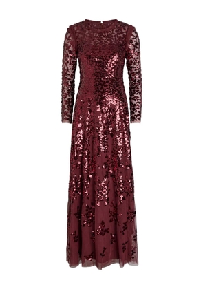 Needle & Thread sequinnes floral gown - Red
