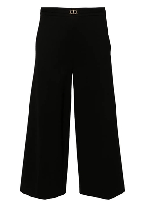 TWINSET logo-plaque cropped trousers - Black