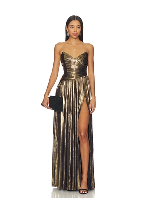 retrofete Waldorf Dress in Metallic Gold. Size L. Also in M, S, XS.