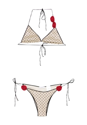 Oséree polka-dot floral bikini - Neutrals