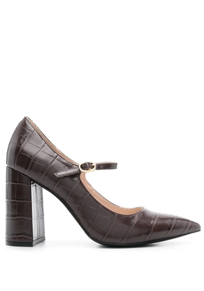TWINSET 100mm embossed crocodile effect pumps - Brown