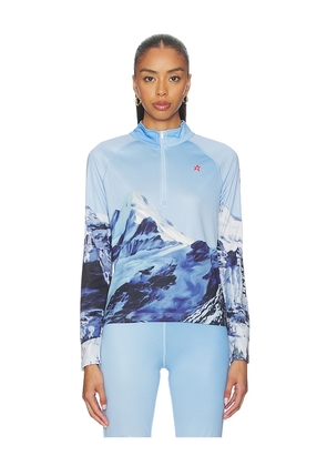 Perfect Moment 1/4 Zip Base Layer Top in Blue. Size L. Also in M, S, XL, XS.