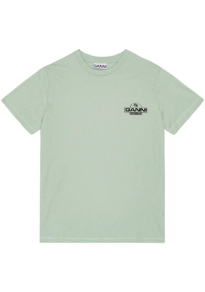 GANNI logo-print cotton T-shirt - Green