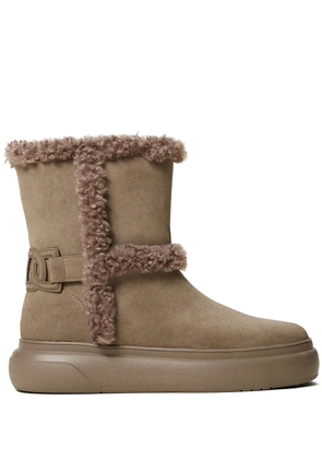 TWINSET faux-fur trim ankle boots - Brown