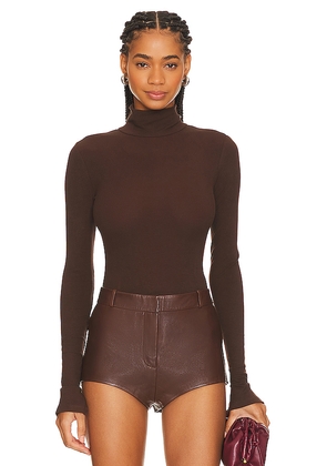 WeWoreWhat Turtle Neck Bodysuit in Brown. Size L. Also in M, S, XL, XS.