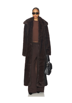SNDYS Leila Faux Fur Coat in Chocolate. Size L. Also in M, S, XL, XS.
