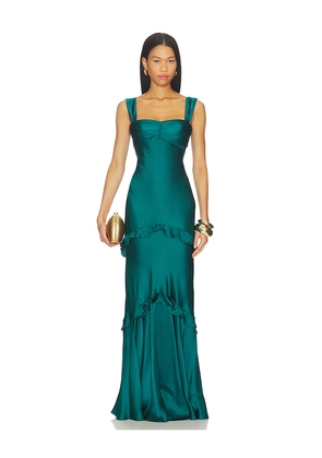SALONI Selma Long Dress in Teal. Size 0. Also in 10, 2, 4, 8.