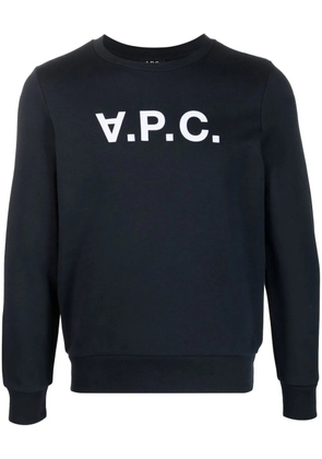 A.P.C. flocked-logo cotton sweatshirt - Blue