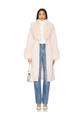 Unreal Fur Faux Fur Paris Coat in Blush. Size L. Also in XS.