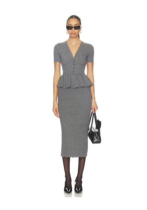 self-portrait Peplum Knit Midi Dress in Grey. Size L. Also in XS.