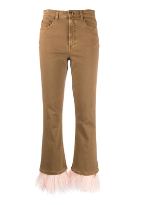 La DoubleJ Fancy feather-trim cropped jeans - Brown