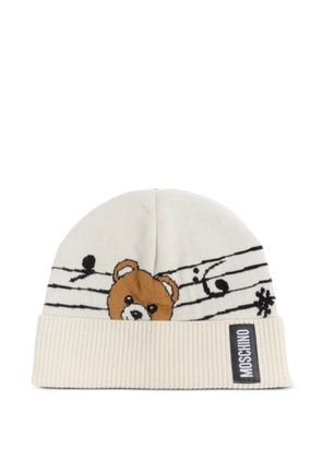 Moschino teddy-bear musical-note beanie - White