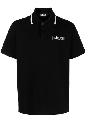 Just Cavalli logo-embroidered piqué polo shirt - Black