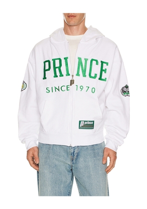 Prince Tennis Since 1970 Full Zip Hoodie in White. Size L. Also in M, S, XL/1X, XS.