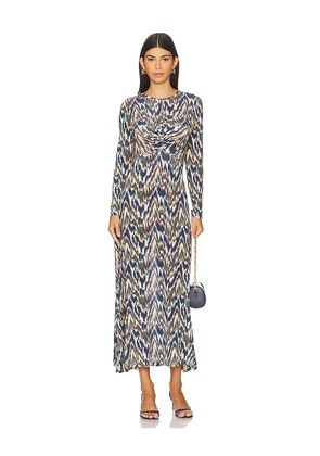 Ulla Johnson Naia Long Sleeve Ruched Midi Dress in Blue. Size S. Also in XL, XS.
