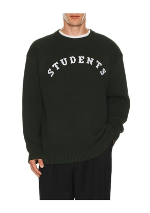 Students Golf Oakridge Knit Crew Sweater in Dark Green. Size L. Also in M, S, XL/1X.