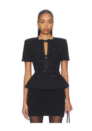 self-portrait Black Sequin Knit Top in Black. Size S. Also in XS.