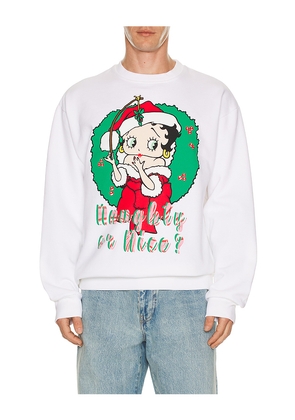 Philcos Betty Boop Naughty Sweatshirt in White. Size L. Also in M, S, XL/1X.