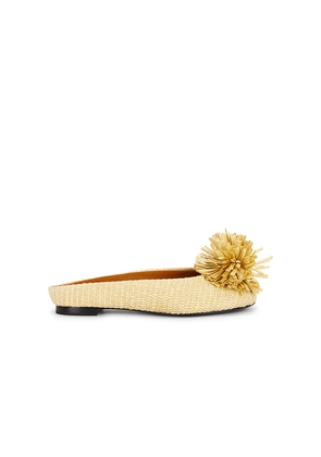 SIMONMILLER Pom Pom Riad Mule in Neutral. Size 36. Also in 37, 38, 39, 40, 41.
