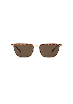 Saint Laurent Rectangular Sunglasses in Metallic Gold.