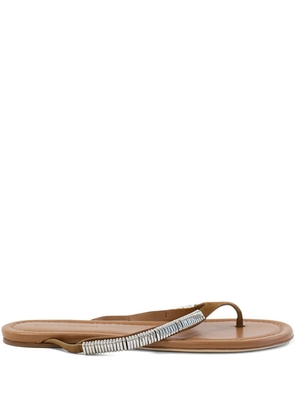 Christopher Esber Frida pierced suede flat sandals - Brown