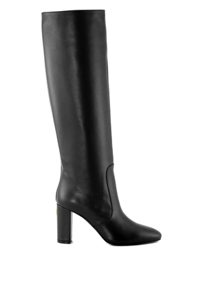 Via Roma 15 80mm metal-logo block-heel boots - Black