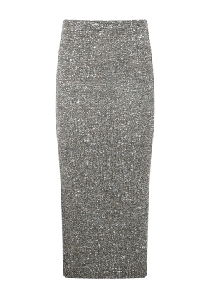 D.Exterior sequin-embellished knitted midi skirt - Grey