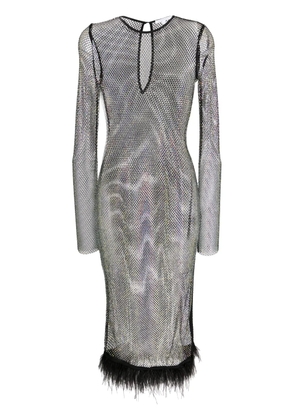 Patrizia Pepe rhinestone-embellished sheer midi dress - Black