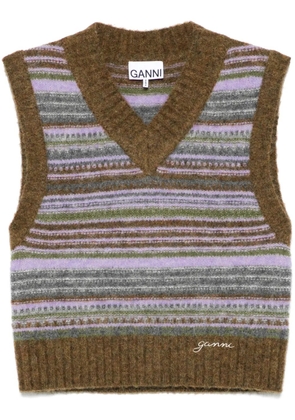 GANNI striped vest - Brown