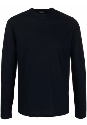 Zanone round neck long-sleeved top - Blue