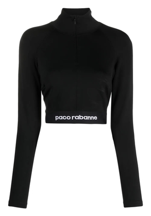 Rabanne logo-underband half-zip crop top - Black