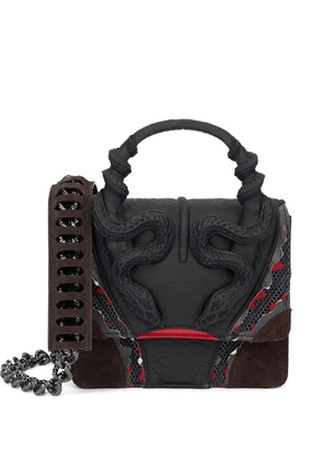 Roberto Cavalli snake-embellished chain shoulder bag - Black
