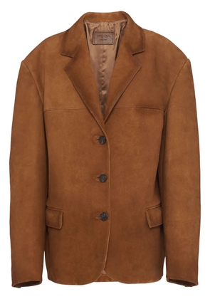 Prada single-breasted suede blazer - Brown
