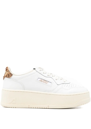 Autry Medalist platform leopard-panel sneakers - White